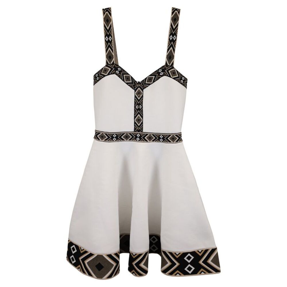 Maje Knit Skater Dress in White Cotton